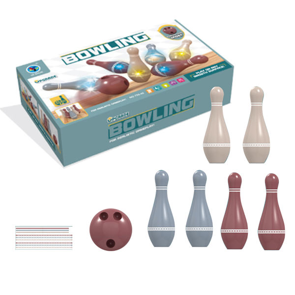 Ljus upp barnens bowlingset Innehåller 6 käglor och 1 boll Bowlingkäglor Leksaksset Inomhus Förälder Barn Spel för Barn Pojkar Flickor