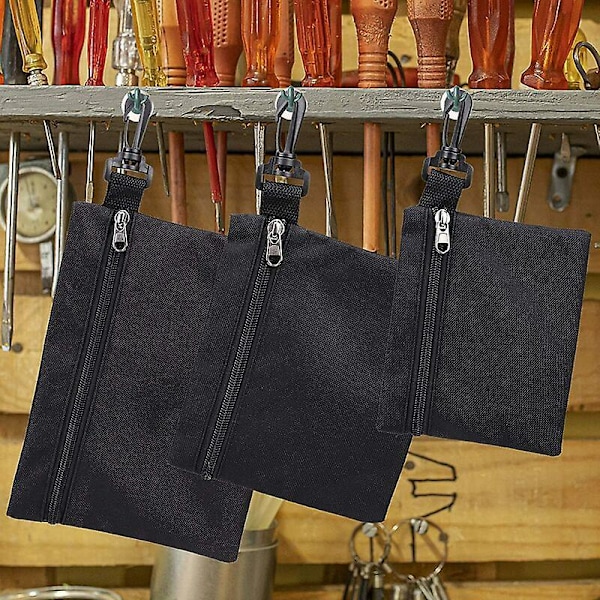 Työkalulaukku, pieni 3 laukun setti, vetoketjullinen työkalupussi, työkalupussin säilytyspussi, monitoiminen työkalupakki ripustuskoukulla, vettähylkivä