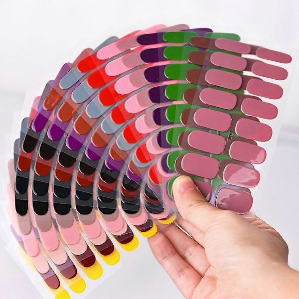 Franska Semi-Härdade Gel Nagelstickers 16 Tips Ren Färg Full Täckning UV Nagelpulver Hållbar Nagel Förlängningssticker NK-LTHP-003