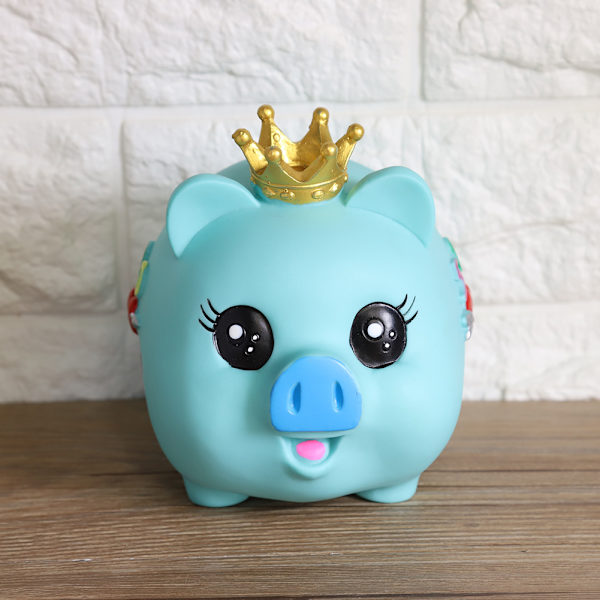 1st Mjuk tecknad Piggy Pengar Sparlåda Myntsparbank Barnpresent (Blå)