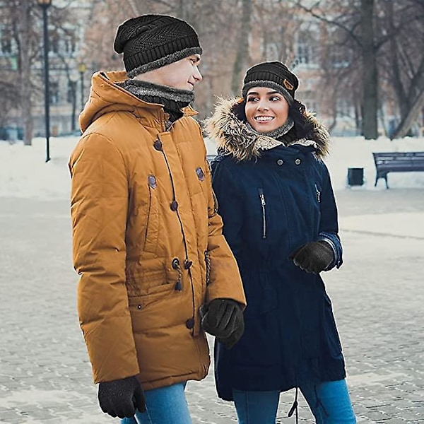 Vintermössa Halsduk Set Handskar - Unisex Paket Hatt Vantar Pekskärm Stickad Fleece Vinter Varm Anti Kall Skidåkning Kroppsbyggning Cykling Motorcykel Mtb Utomhus