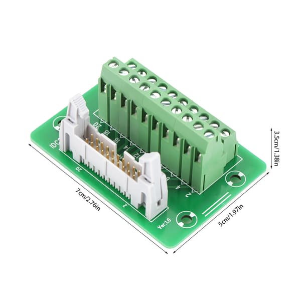 IDC20P 20-bens hanstik breakout board klemrække stik PLC-interface med beslag