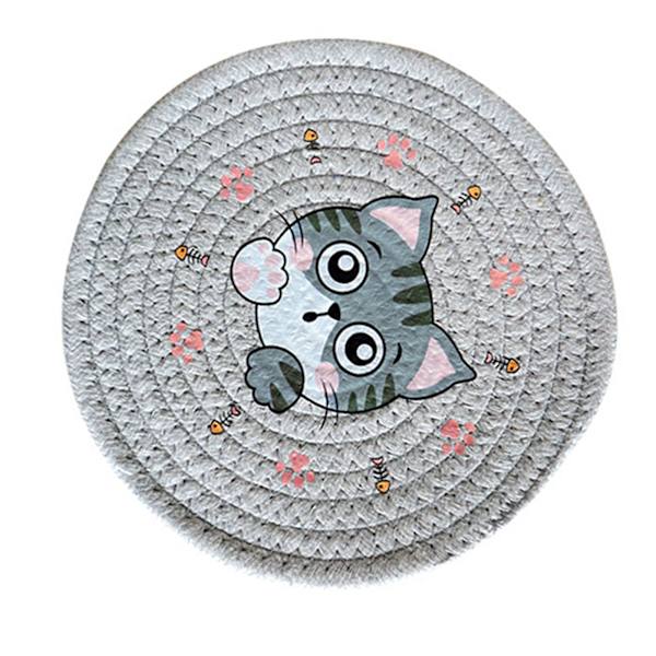 18 cm husholdningsbord varmeisolerende gryteunderlag rund plate varmeisolerende matte varmeisolerende plate matte lysegrå katt