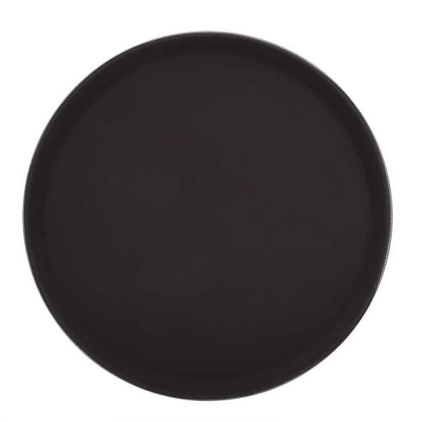 Runde serveringsbakker i plast til tesæt, frugt, slik og mad, sort (28 cm)