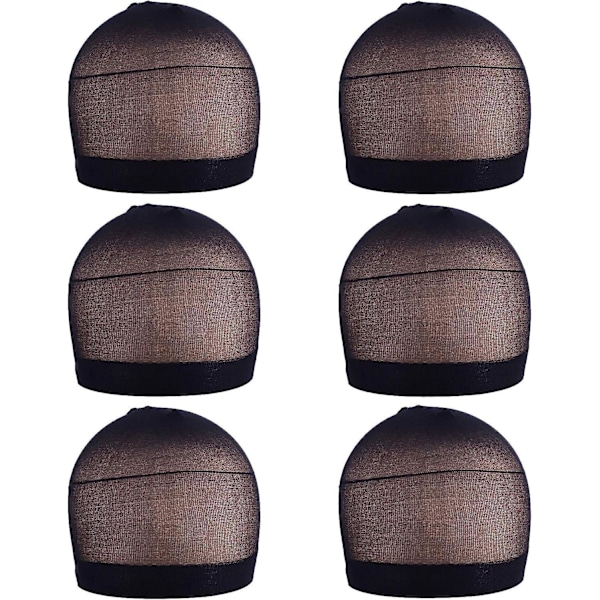Andningsbar nylonperukmössa - 6-pack (svart)