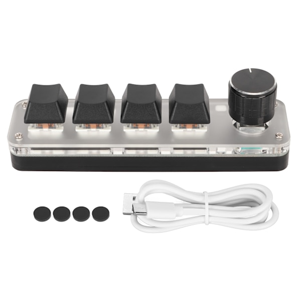 USB Mini 4 Tastatur tastatur med Knop Blå Switch RGB Baggrundsbelysning Dual Mode Connection DIY Programmerbart Makro Mekanisk Tastatur