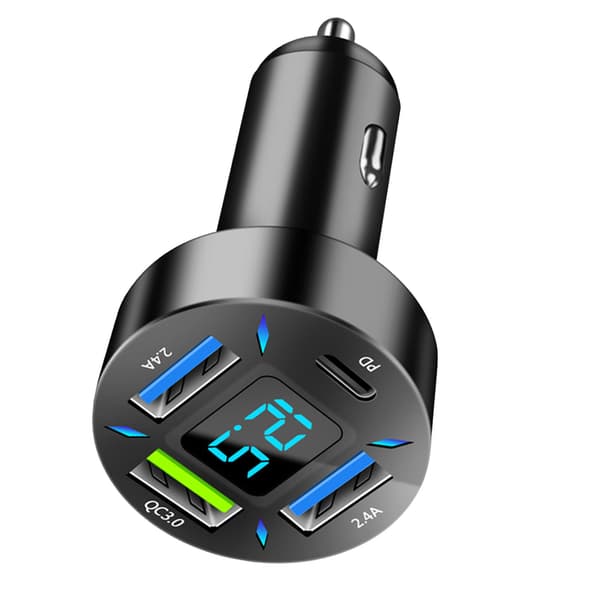 USB Biloplader PD QC3.0 2.4A Port Flere Beskyttelse Cigartænder Oplader Adapter til Telefon Tablet