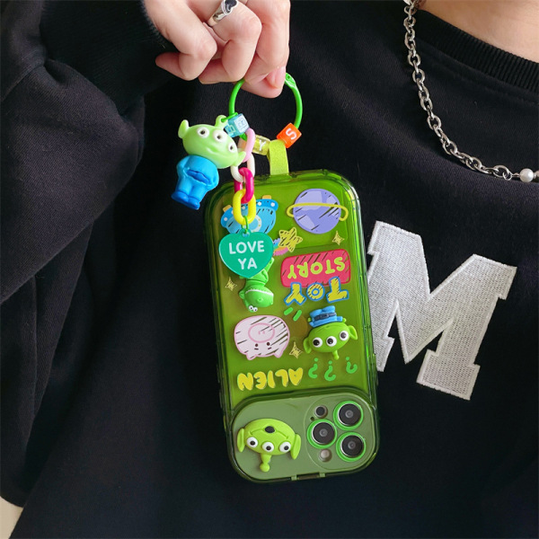 Phone case Silikon Mjukt Spegelställ Klart print Phone case med snöre för IOS Grön för IOS 12Pro