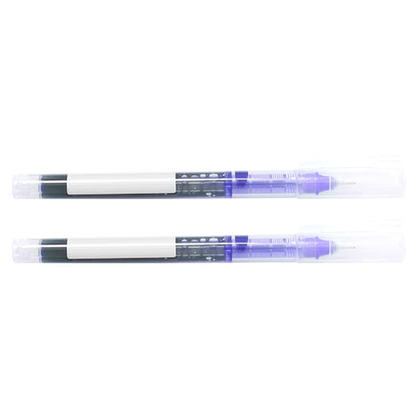 2 stk. Rollerball Pen 0,5 mm Fin Spids Hurtigtørrende Rullende Kugle Flydende Blækpen til Studerende Blå