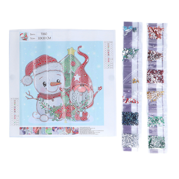 Strass-maalauksen sarja 30x30cm Joulu lumiukko Paranna itseluottamusta Yksinkertaiset vaiheet Ekologiset 5D strass-maalaus
