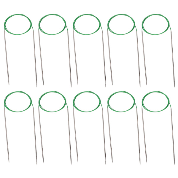 10 st cirkulära stickor i rostfritt stål, 100 cm långa, för stickning av tröjor och trådslingor
