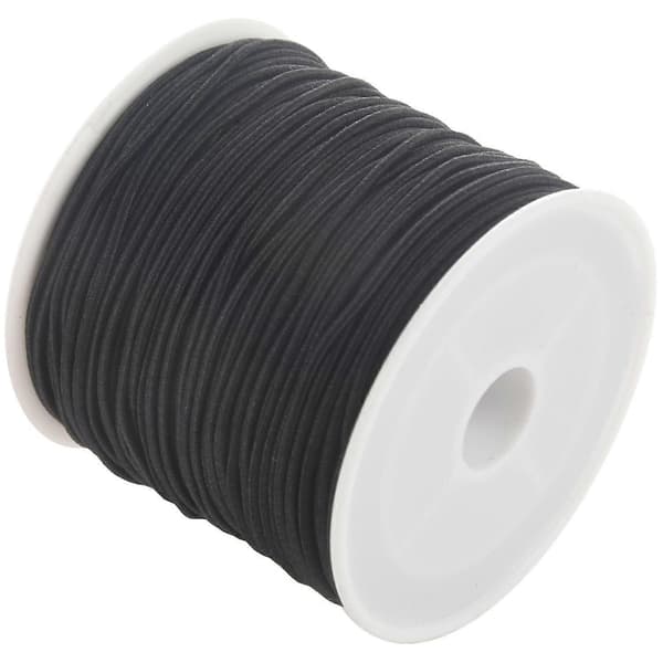 1 rulle 24m lång svart rund elastisk pärltråd 1mm black