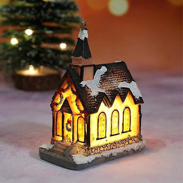 Julhus Utsökt Lysande Hartsstuga, Snöbyhus Miniatyr Julharts Hus Utsökt Mini LED Blinkande Hartshus