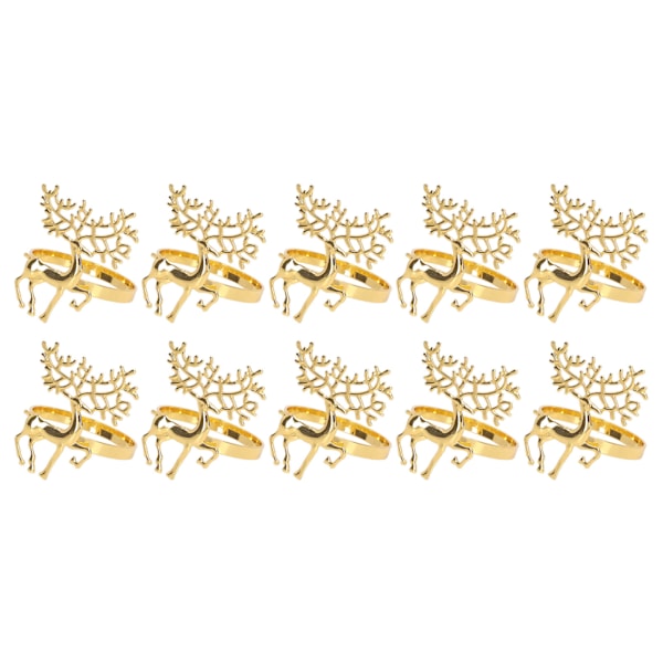 Jule Serviettring Elegant Dekorativ Metall Hjort Serviettring Holder for Bryllupsfest Daglig 10stk Gull