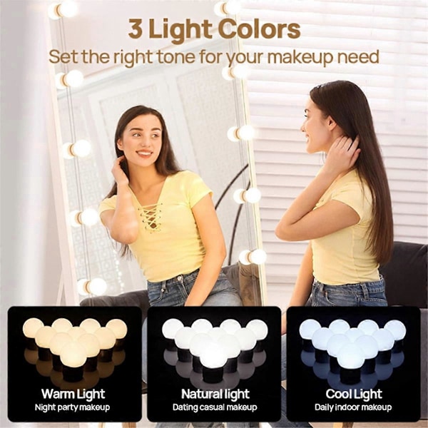 LED Vanity Lys med 10 Dæmpbare Pærer