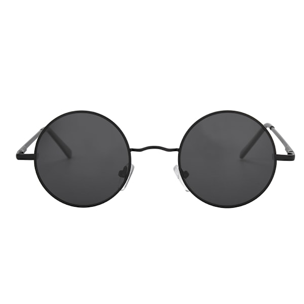 Metal Classic Vintage Unisex UV-beskyttelse Runde Stel Polariseret Solbriller med Solbriller Lynlåsboks Sort Grå