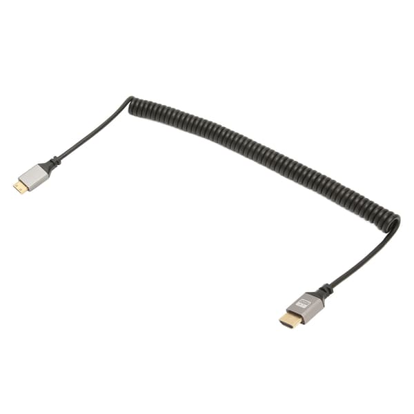 Mini HD Multimedia Interface Spring Adapterkabel 4K 60Hz 18 Gbps Forlængerkabel til Tablet Kamera TV Skærm Mini Han til HD Han Spiralkabel