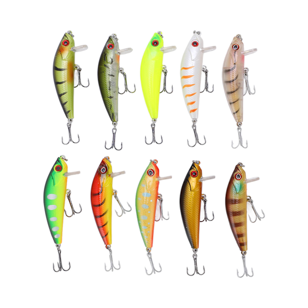 10pcs 65mm/6.5g Fishing Lures Hard Bait Artificial 3D Fishing Eyes Minnow Lures for Bass Trout Saltwater Freshwater