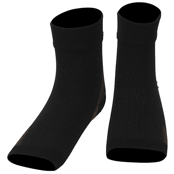 1 par kopparfiber fotledsskydd häl sportledsskydd kompression anti plantar fascia andningsbara strumpor koppar färg L/XL