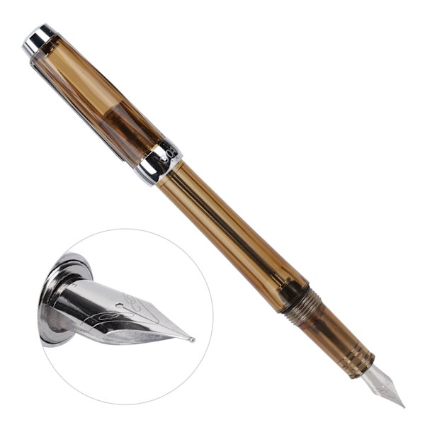 Stor Kapacitet Fyldepen Transparent Business Skrivepen Kontor Skoleartikler 0,5 mm Nib Transparent Brun