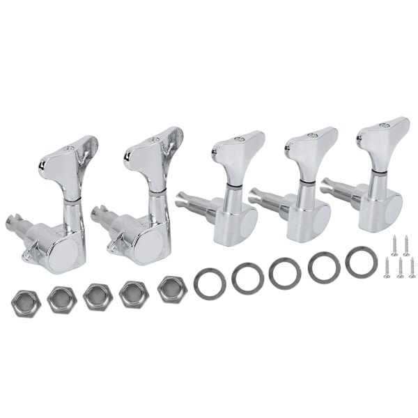 Bass Tuners Set String Knob 5‑String Alloy Enclosed Winding Musical Instrument AccessoriesSilver