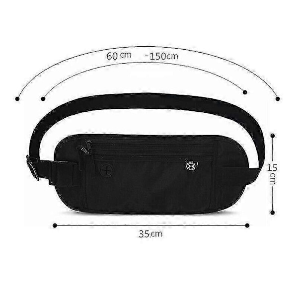 Rese Midjeväska RFID-blockerande Vattentät Midjeväska Fanny Pack Dold Plånbok RFID-blockerare Passfodral mörkgrå