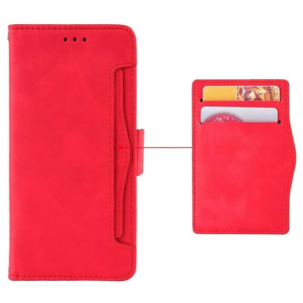 For HTC U23 Pro 5G Phone Case in PU Leather with Multiple Card Slots and Stand Wallet Red