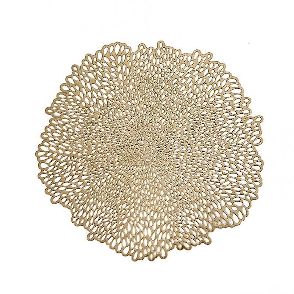 Blossom Floral -prässätty vinyylinen pyöreä pöytätabletti, 38 cm - Kulta ja hopea (2 kpl)