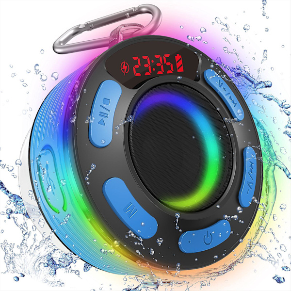 Bärbar Bluetooth Duschhögtalare, Minihögtalare och Krok, Bluetooth Radio HD 360° Stereo