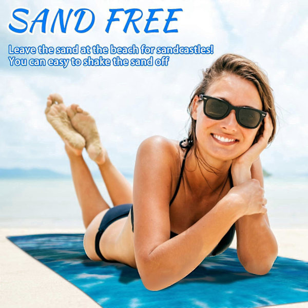Store Strandhåndklæder - Dobbeltsidet Letvægts Strandhåndklæde 160x80cm med Netpose, Sandfrit Hurtigtørrende Strandhåndklæde ff t ZD