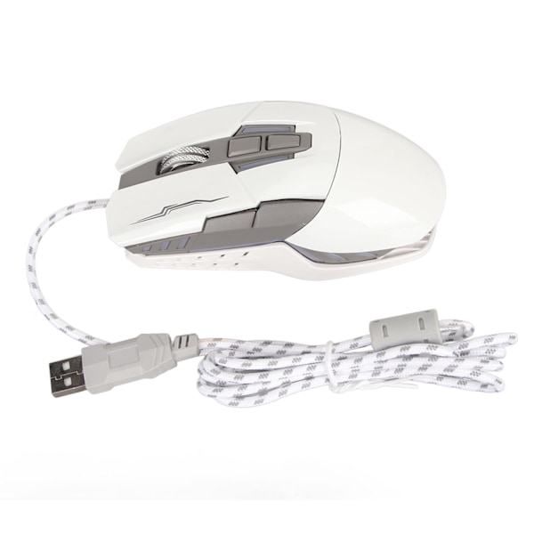 Sportsbilformet kablet spillmus USB optisk datamus LED-lys 4 justerbar DPI opptil 3200 datamus hvit