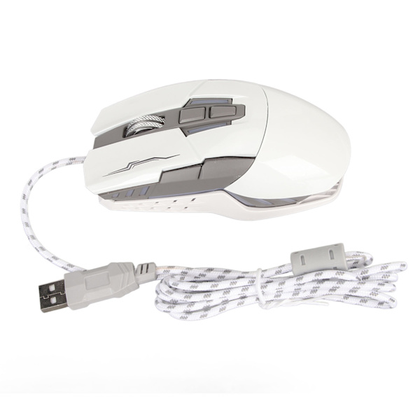 Sportsvognsformet kablet gamingmus USB optisk computermus LED-lys 4 justerbar DPI op til 3200 computermus hvid