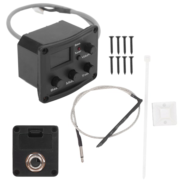 Ukulele Pickup EQ färgtuner med LED-skärm Elbox 3-segments Equalizer Musical