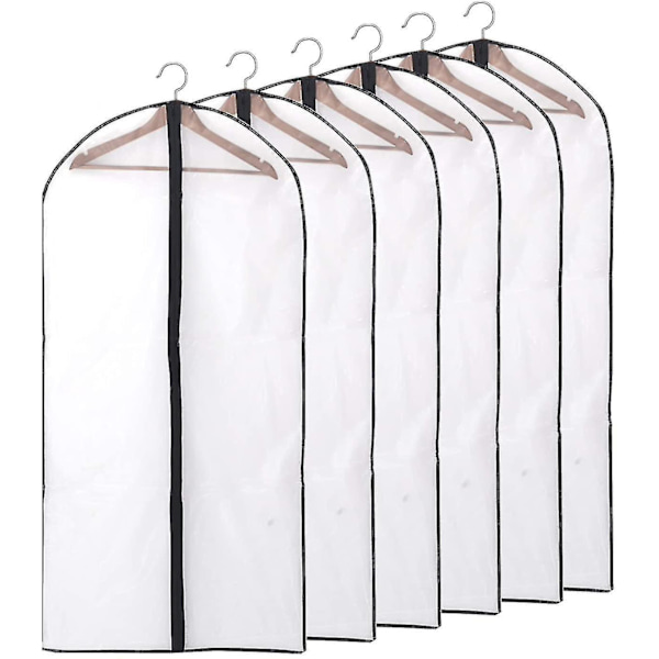 Läpinäkyvät vaatepussit 6 kpl, musta 60x140cm
