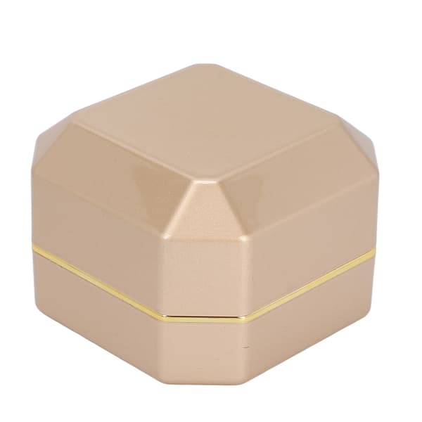 Ring Presentask Elegant Skyddande Liten Smyckesförvaring Displayfodral med Lampa för Frieri Bröllop Guld