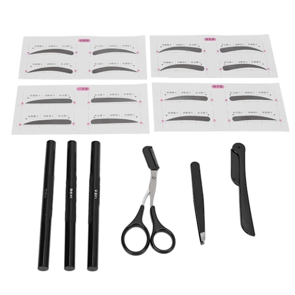 Ögonbrynsvårdskit Professionellt bärbart ögonbrynshyvelsax Pincett Brow Pencil Card Set