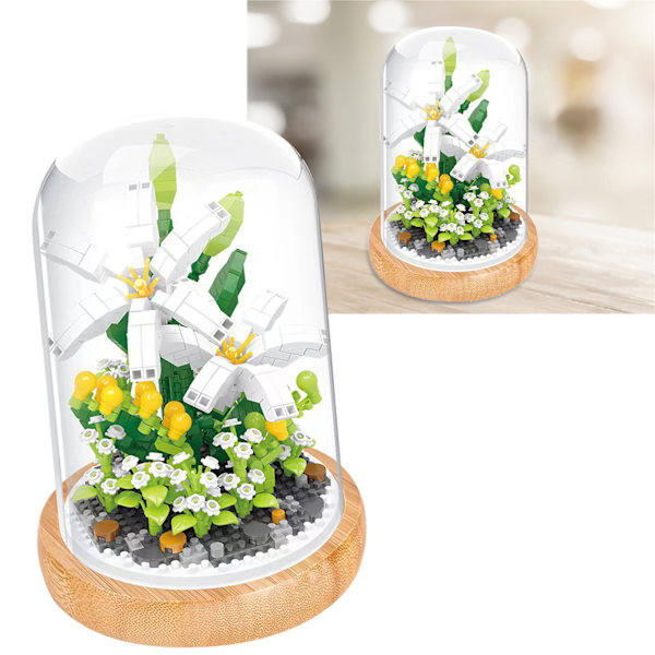Kasvi Rakennuspalikat Miniatyyri DIY Rakennuspalikat Kimppu Ruukku Kasvit Koristeet Lelut Lilja Suojakansi