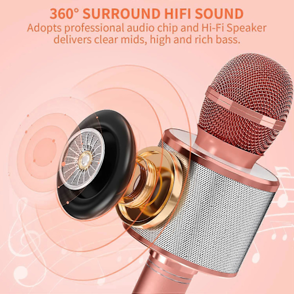Karaokemikrofon med högtalare - Roséguld