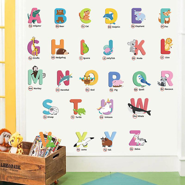 Seinätarrat Englannin aakkoset ABC ja Super Heroes Kirjaimet Seinätarra