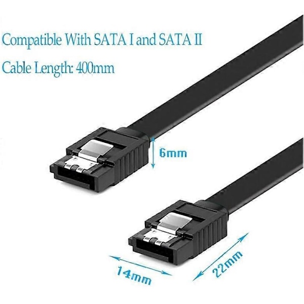 40cm SATA Datakabel 6.0 Gbps Svarte Ender Plugg inn Seriell SATA Harddisk Kabel SATA 3.0 SSD Datakabel