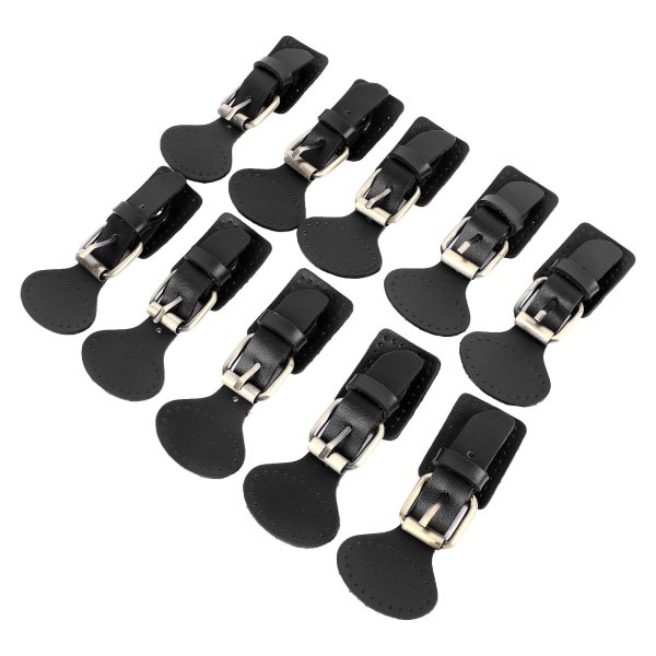 10 sett Skinnsy på veksler Lukkinger Skinn Snap Toggle Sy på spenne for frakk Jakke DIY Leather Craft Black