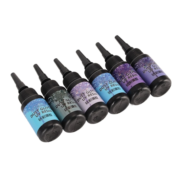 6 stk farget UV-harpiks 10 ml hver pennformet raskherdende aluminiumsfolie Tetting UV-lim for DIY smykker håndverk Lilla serien