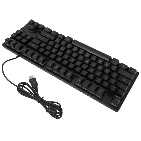 Kablet spilltastatur 87 taster Ergonomisk fargebakgrunnsbelyst design Stasjonær bærbar PC-tilbehør Svart