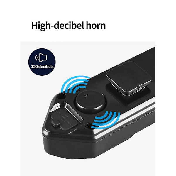 Pyörän takavalo vilkkuilla, varkaudenestohälytyksellä, sähkökellolla ja automaattisella jarruvalolla, USB-ladattava kaukosäätimellä