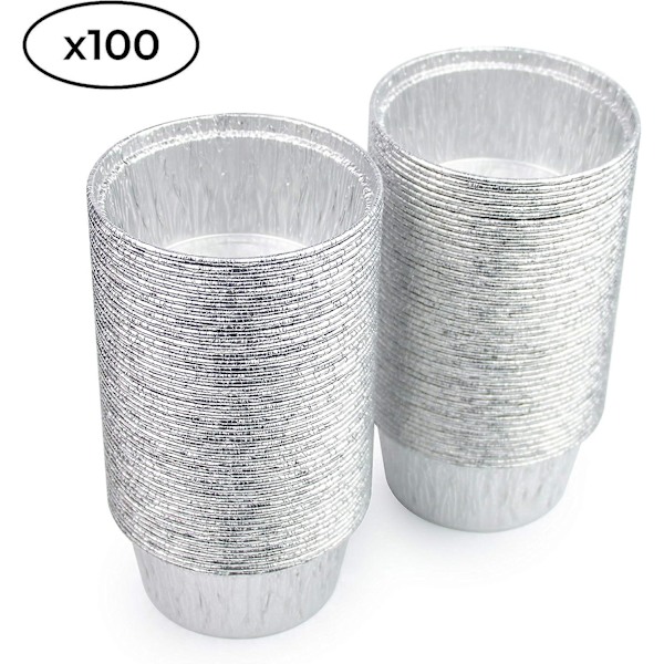 100-delade set av engångsbägare av aluminium för muffins, äggkräm, muffins och tarteletter
