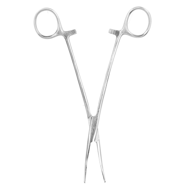Kirurgiska hemostatiska pincetter i rostfritt stål, pincett för husdjurshår, veterinärpincett med böjd spets