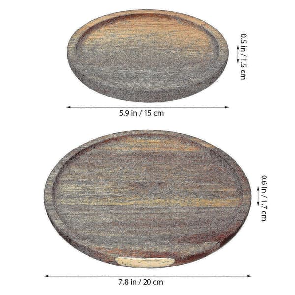 2 Pcs Round Wooden Trays for Decorative Serving Trays Circle Containers for Kitchen Counter Coffee Table