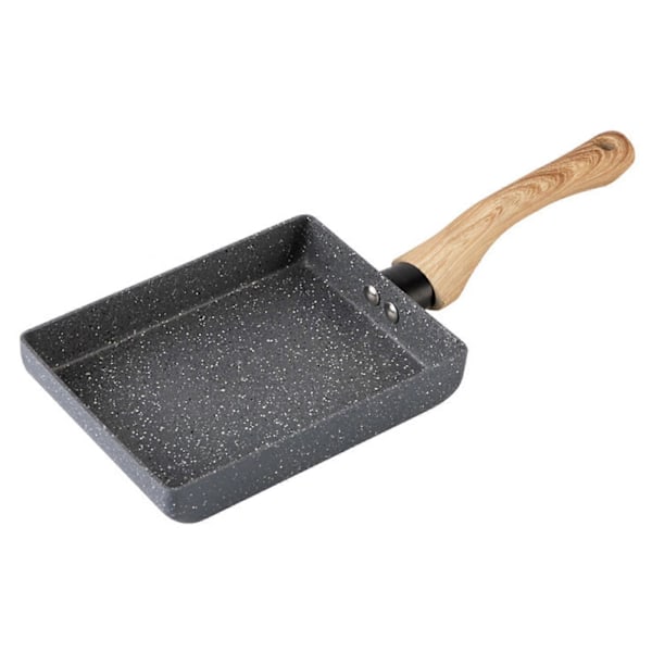 Non-stick Stegepande + Kasserolle Sort Fladt Køkkenudstyr Japansk-stil Gryde, Langt Håndtag Design, Røgfri, 13x18cm Zekai Grå