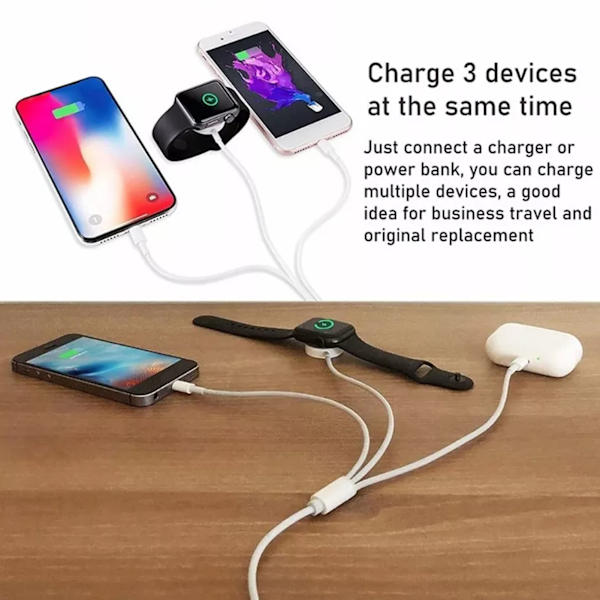 Magnetisk trådlös laddare för IOS Watch 5V 1A, bärbar 3-i-1-laddare i ABS och PC