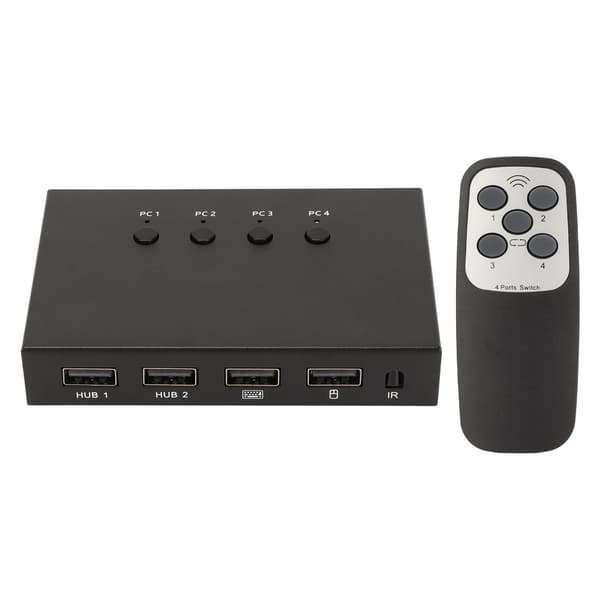 KVM Switcher 4K 60Hz 18Gbps 4 ind 1 ud HD Multimedia Interface 2.0 KVM Switcher med USB-interface
